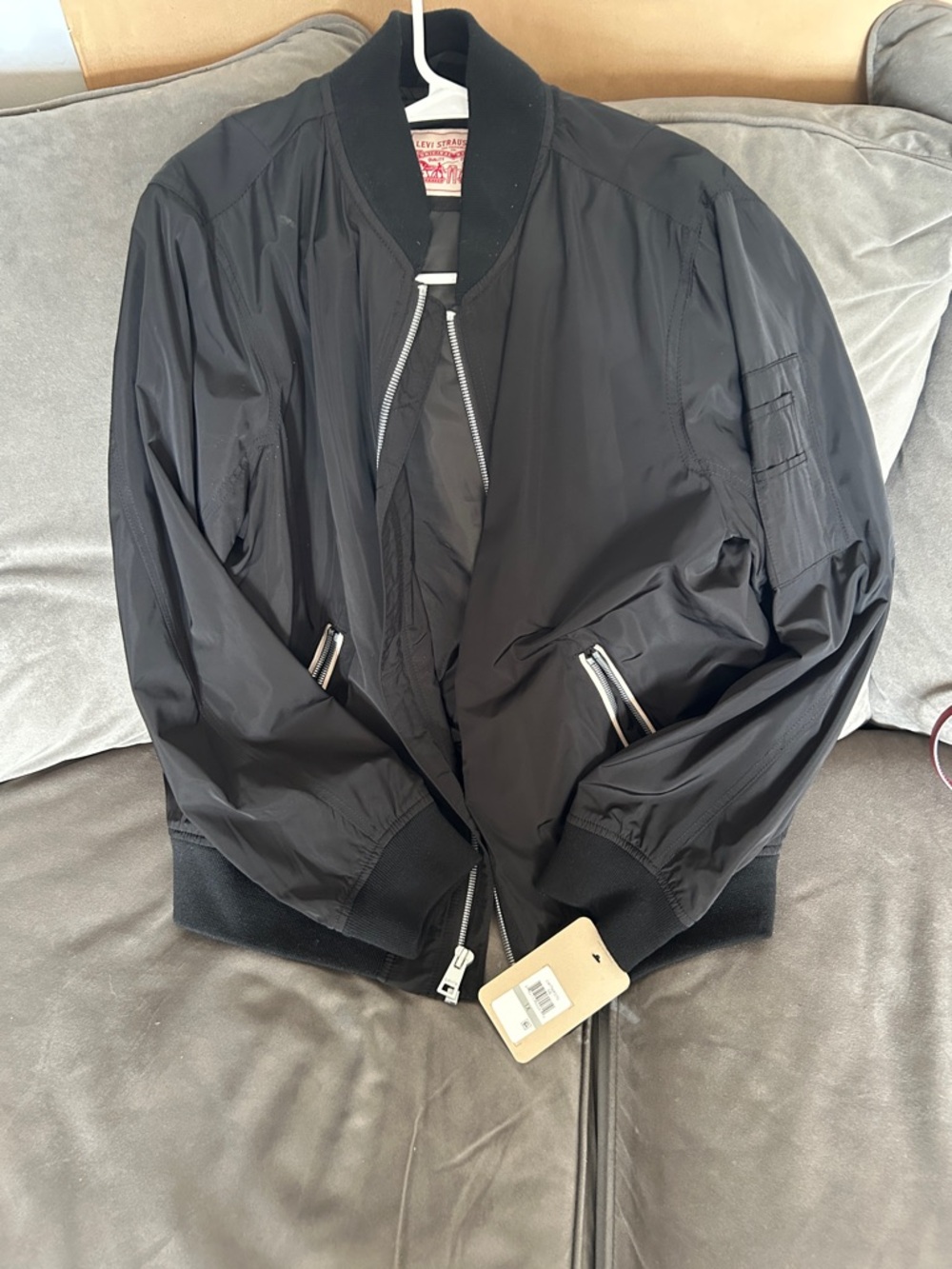 Levi's Black Women’s Bomber Jacket with Silver Zippers